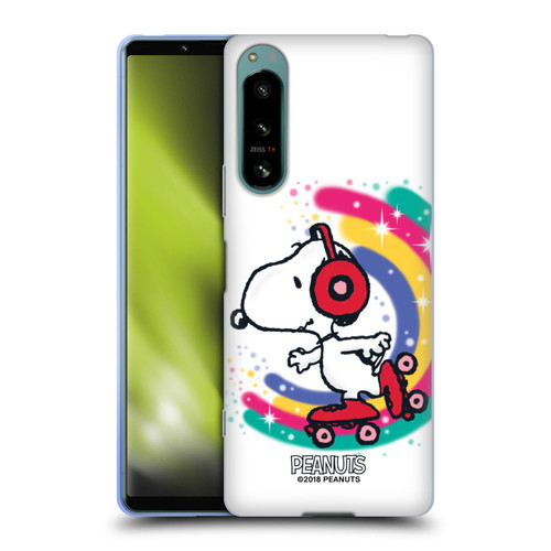 Peanuts Snoopy Boardwalk Airbrush Colourful Skating Soft Gel Case for Sony Xperia 5 IV