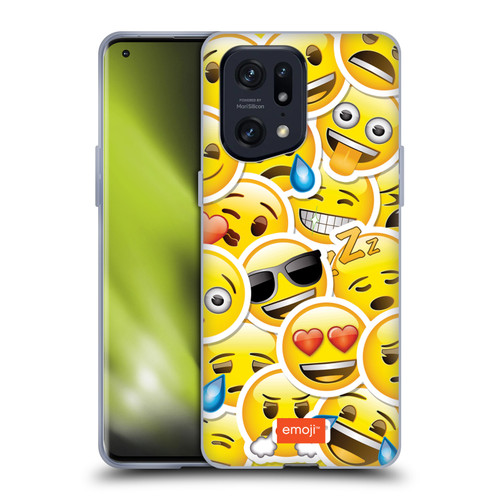 emoji® Smileys Sticker Soft Gel Case for OPPO Find X5 Pro