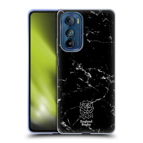 England Rugby Union Marble Black Soft Gel Case for Motorola Edge 30