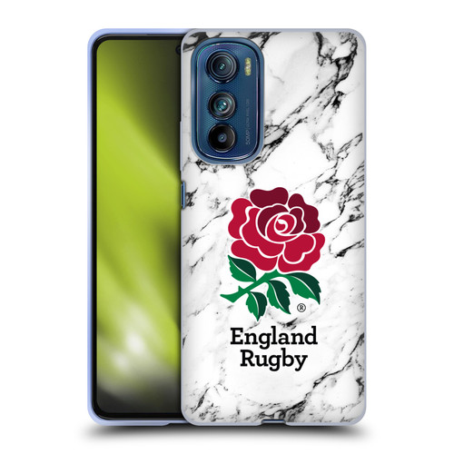 England Rugby Union Marble White Soft Gel Case for Motorola Edge 30