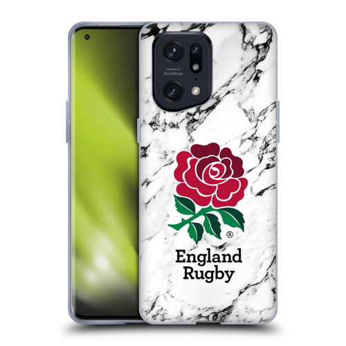 England Rugby Union Marble White Soft Gel Case for OPPO Find X5 Pro