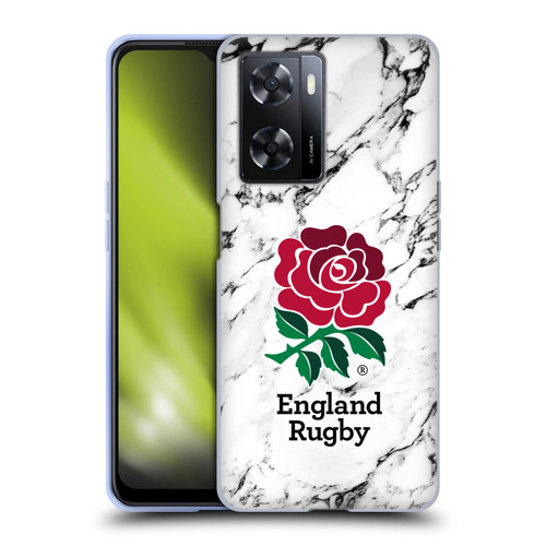 England Rugby Union Marble White Soft Gel Case for OPPO A57s