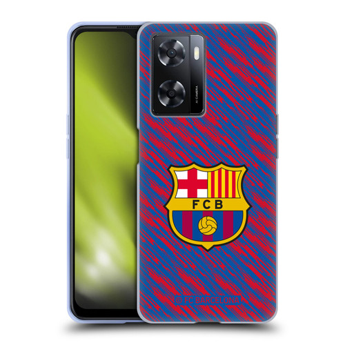 FC Barcelona Crest Patterns Glitch Soft Gel Case for OPPO A57s