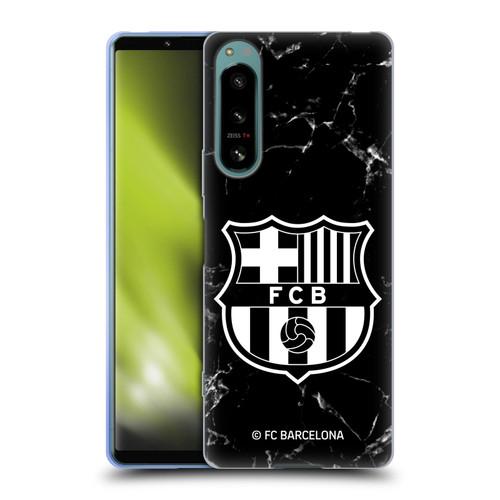 FC Barcelona Crest Patterns Black Marble Soft Gel Case for Sony Xperia 5 IV