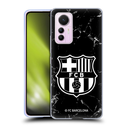FC Barcelona Crest Patterns Black Marble Soft Gel Case for Xiaomi 12 Lite