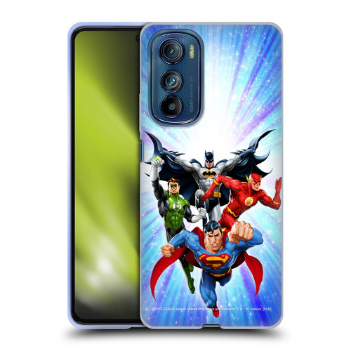 Justice League DC Comics Airbrushed Heroes Blue Purple Soft Gel Case for Motorola Edge 30