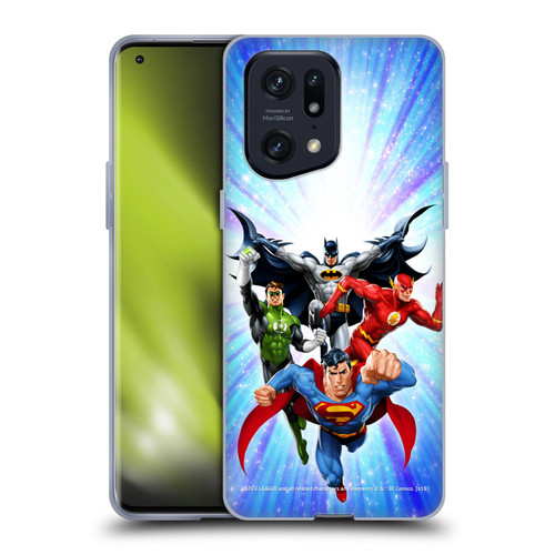 Justice League DC Comics Airbrushed Heroes Blue Purple Soft Gel Case for OPPO Find X5 Pro