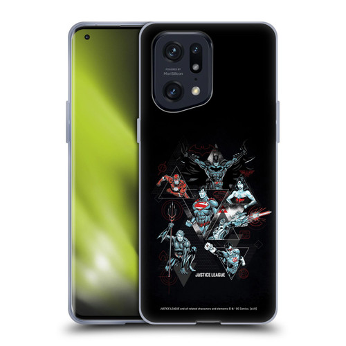 Justice League DC Comics Dark Electric Graphics Heroes Triangle Soft Gel Case for OPPO Find X5 Pro
