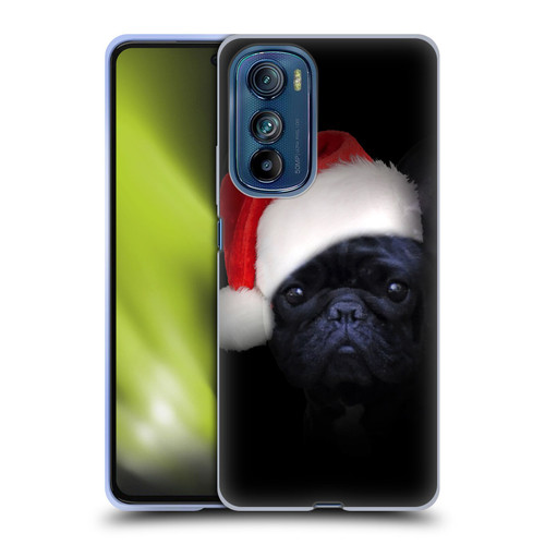 Klaudia Senator French Bulldog 2 Christmas Hat Soft Gel Case for Motorola Edge 30