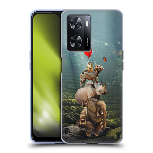 Klaudia Senator French Bulldog 2 Friends Reaching Butterfly Soft Gel Case for OPPO A57s