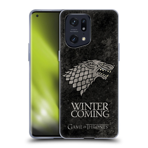 HBO Game of Thrones Dark Distressed Look Sigils Stark Soft Gel Case for OPPO Find X5 Pro