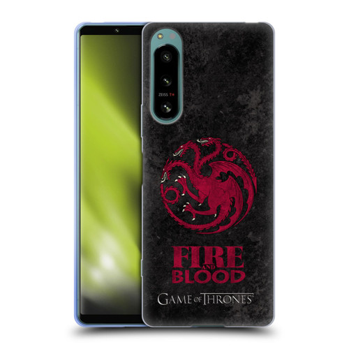 HBO Game of Thrones Dark Distressed Look Sigils Targaryen Soft Gel Case for Sony Xperia 5 IV