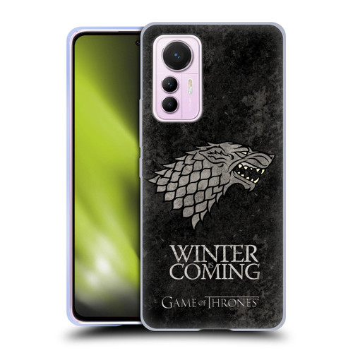 HBO Game of Thrones Dark Distressed Look Sigils Stark Soft Gel Case for Xiaomi 12 Lite