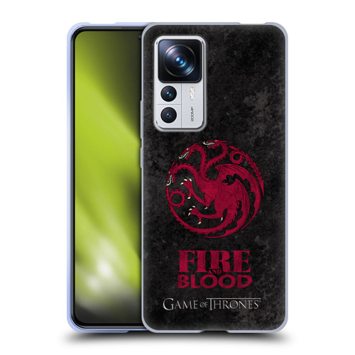 HBO Game of Thrones Dark Distressed Look Sigils Targaryen Soft Gel Case for Xiaomi 12T Pro