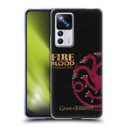 HBO Game of Thrones House Mottos Targaryen Soft Gel Case for Xiaomi 12T Pro