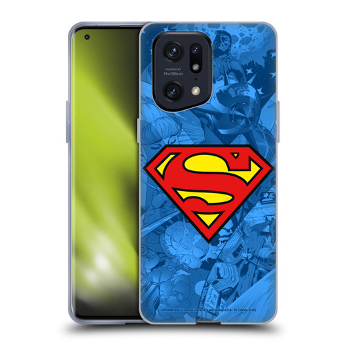 Superman DC Comics Comicbook Art Collage Soft Gel Case for OPPO Find X5 Pro