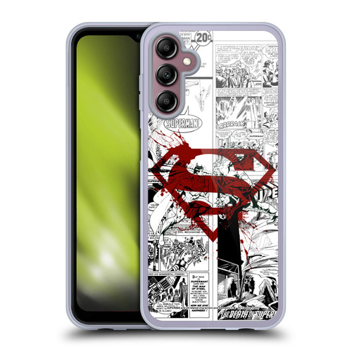 Superman DC Comics Comicbook Art Red Logo Splatter Soft Gel Case for Samsung Galaxy A14 5G