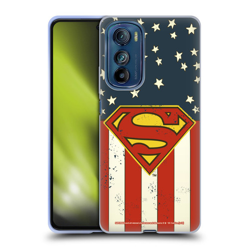 Superman DC Comics Logos U.S. Flag Soft Gel Case for Motorola Edge 30