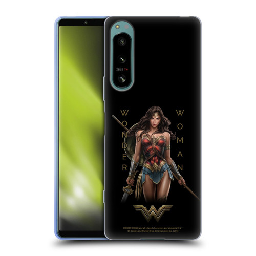 Wonder Woman Movie Character Art Typography Soft Gel Case for Sony Xperia 5 IV