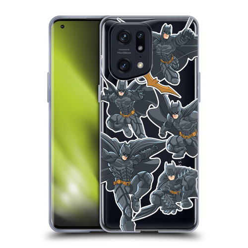 The Dark Knight Character Art Batman Sticker Collage Soft Gel Case for OPPO Find X5 Pro