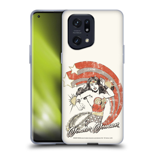 Wonder Woman DC Comics Vintage Art Distressed Look Soft Gel Case for OPPO Find X5 Pro