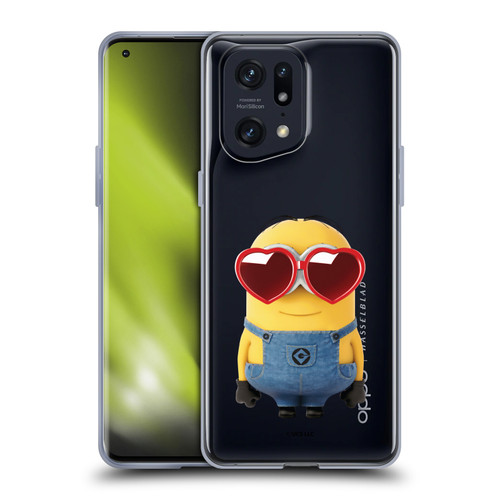 Minions Rise of Gru(2021) Valentines 2021 Heart Glasses Soft Gel Case for OPPO Find X5 Pro