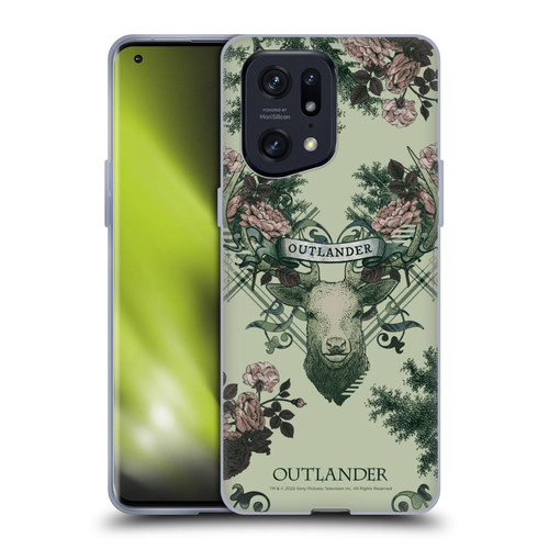 Outlander Composed Graphics Floral Deer Soft Gel Case for OPPO Find X5 Pro