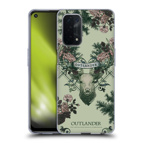 Outlander Composed Graphics Floral Deer Soft Gel Case for OPPO A54 5G