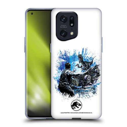 Jurassic World Fallen Kingdom Key Art Blue & Owen Distressed Look Soft Gel Case for OPPO Find X5 Pro