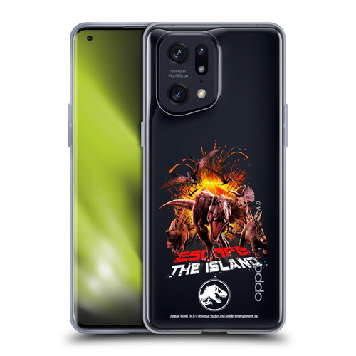 Jurassic World Fallen Kingdom Key Art Dinosaurs Escape Island Soft Gel Case for OPPO Find X5 Pro