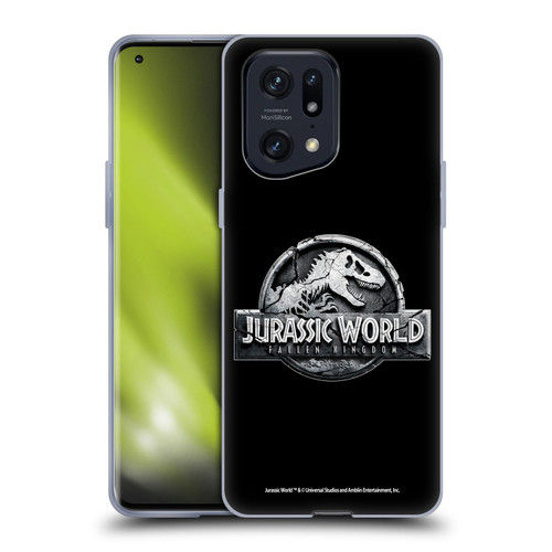 Jurassic World Fallen Kingdom Logo Plain Black Soft Gel Case for OPPO Find X5 Pro