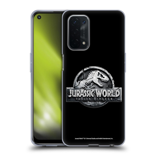 Jurassic World Fallen Kingdom Logo Plain Black Soft Gel Case for OPPO A54 5G