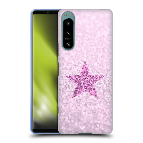 Monika Strigel Glitter Star Pastel Pink Soft Gel Case for Sony Xperia 5 IV