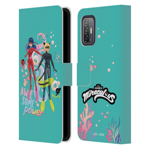 Miraculous Tales of Ladybug & Cat Noir Aqua Ladybug Awesome Power Leather Book Wallet Case Cover For HTC Desire 21 Pro 5G