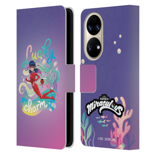 Miraculous Tales of Ladybug & Cat Noir Aqua Ladybug Lucky Charm Leather Book Wallet Case Cover For Huawei P50