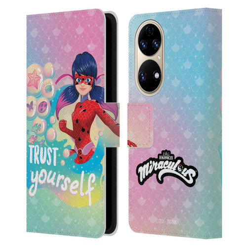 Miraculous Tales of Ladybug & Cat Noir Aqua Ladybug Trust Yourself Leather Book Wallet Case Cover For Huawei P50