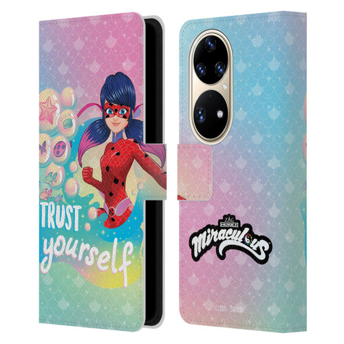 Miraculous Tales of Ladybug & Cat Noir Aqua Ladybug Trust Yourself Leather Book Wallet Case Cover For Huawei P50 Pro