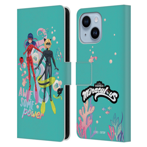 Miraculous Tales of Ladybug & Cat Noir Aqua Ladybug Awesome Power Leather Book Wallet Case Cover For Apple iPhone 14 Plus
