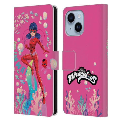 Miraculous Tales of Ladybug & Cat Noir Aqua Ladybug You Can Do It Leather Book Wallet Case Cover For Apple iPhone 14 Plus