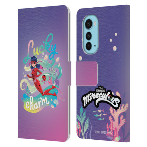 Miraculous Tales of Ladybug & Cat Noir Aqua Ladybug Lucky Charm Leather Book Wallet Case Cover For Motorola Edge (2022)