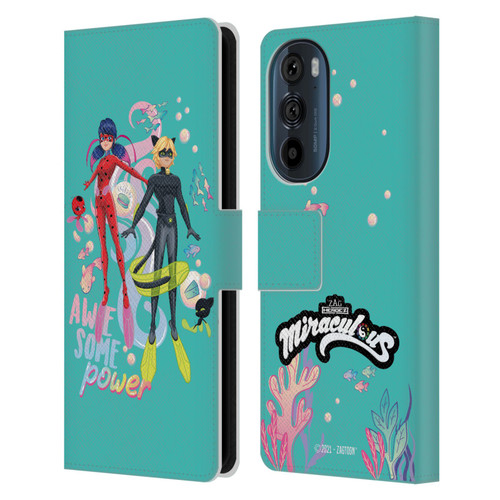 Miraculous Tales of Ladybug & Cat Noir Aqua Ladybug Awesome Power Leather Book Wallet Case Cover For Motorola Edge 30