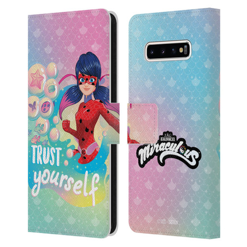Miraculous Tales of Ladybug & Cat Noir Aqua Ladybug Trust Yourself Leather Book Wallet Case Cover For Samsung Galaxy S10+ / S10 Plus