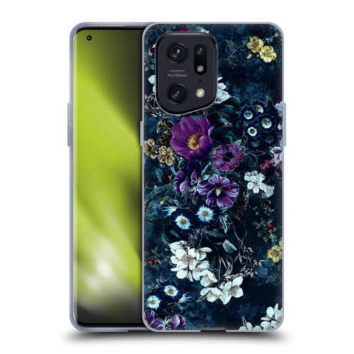 Riza Peker Night Floral Purple Flowers Soft Gel Case for OPPO Find X5 Pro