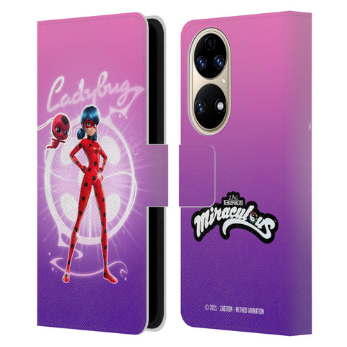 Miraculous Tales of Ladybug & Cat Noir Graphics Ladybug Leather Book Wallet Case Cover For Huawei P50