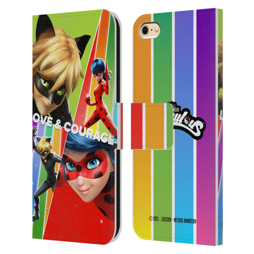 Miraculous Tales of Ladybug & Cat Noir Graphics Love & Courage Leather Book Wallet Case Cover For Apple iPhone 6 / iPhone 6s