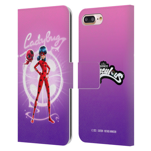 Miraculous Tales of Ladybug & Cat Noir Graphics Ladybug Leather Book Wallet Case Cover For Apple iPhone 7 Plus / iPhone 8 Plus