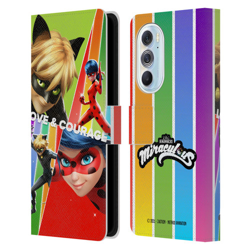 Miraculous Tales of Ladybug & Cat Noir Graphics Love & Courage Leather Book Wallet Case Cover For Motorola Edge X30