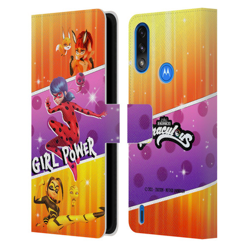 Miraculous Tales of Ladybug & Cat Noir Graphics Girl Power Leather Book Wallet Case Cover For Motorola Moto E7 Power / Moto E7i Power