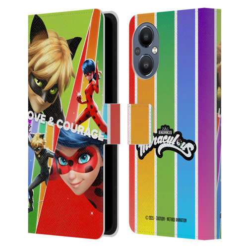 Miraculous Tales of Ladybug & Cat Noir Graphics Love & Courage Leather Book Wallet Case Cover For OnePlus Nord N20 5G