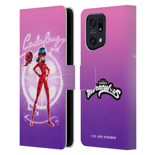 Miraculous Tales of Ladybug & Cat Noir Graphics Ladybug Leather Book Wallet Case Cover For OPPO Find X5 Pro